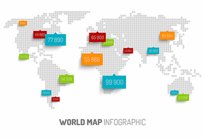 Light World map with pointer marks -  communication concept