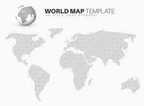 World map template made from diagonal lines for your infographics reports