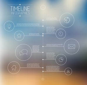 Vector Infographic timeline report template with icons and blurred background