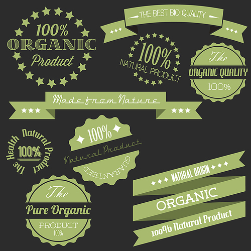 Vector Old dark green retro vintage elements for organic natural items
