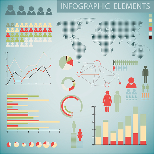 Big Vintage Vector set of Infographic elements for your documents and reports