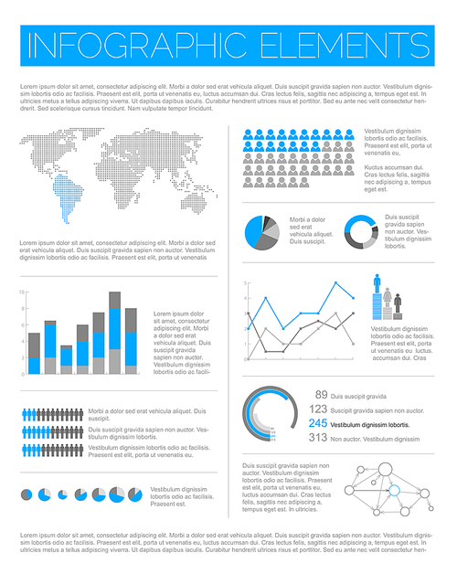 Big Vector set of Infographic elements for your documents and reports (light blue version)