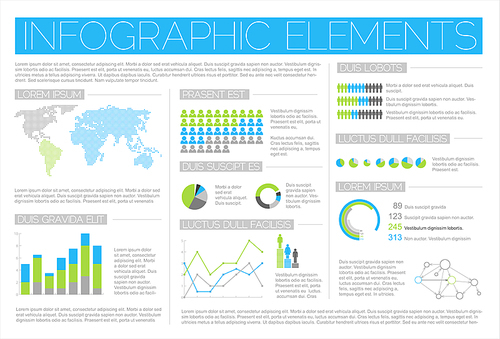 Big Vector set of Infographic elements for your documents and reports (blue and green version)