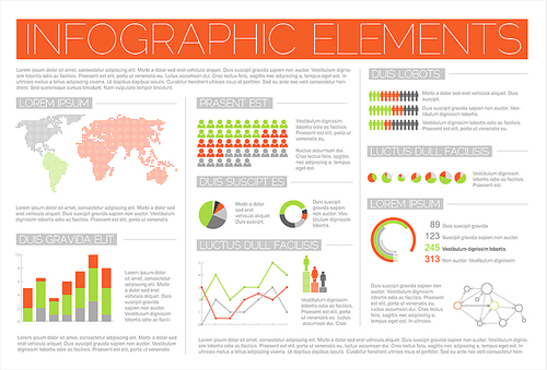 Big Vector set of Infographic elements for your documents and reports (red and green version)