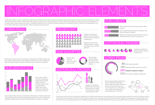 Big Vector set of Infographic elements for your documents and reports (light purple version)