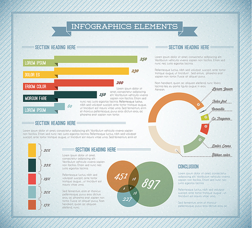Blue Vector  retro / vintage set of Infographic elements for your documents and reports