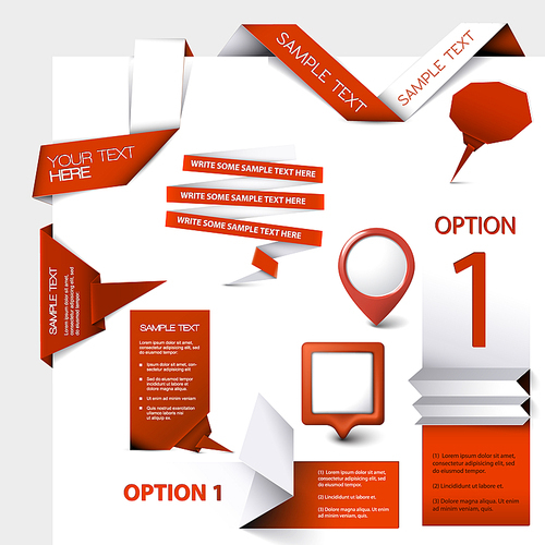 Collection of red Vector web elements