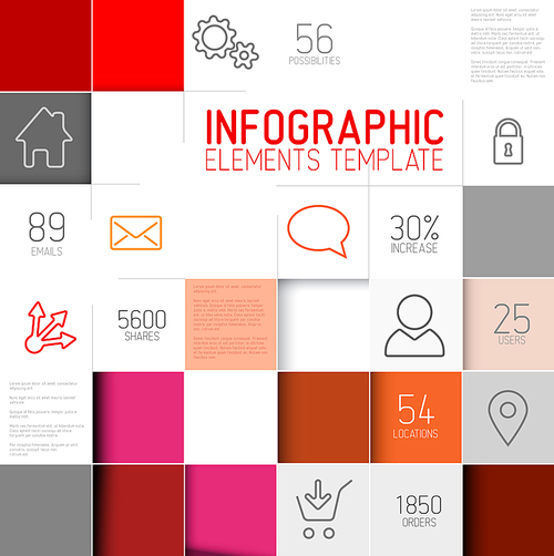 Vector abstract red squares background illustration / infographic template with place for your content