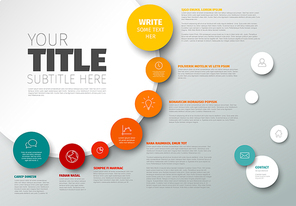 Vector Infographic timeline report template with circles and icons - light version