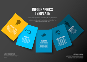 Vector Minimalist colorful Infographic template with rectangle  cards - dark blue yellow version
