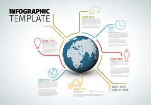 Vector Infographic report template made from lines with world globe - light version