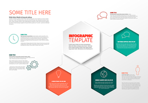Vector Minimalist Infographic report template with hexagons