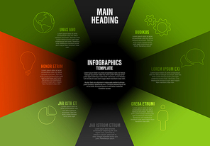 Vector Company profile Infographic diagram template with various sections, texts and icons