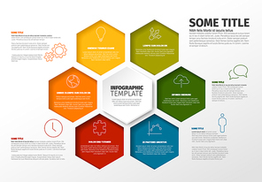 Vector Minimalist colorful Infographic report template with hexagons