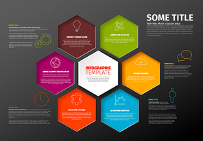 Vector Minimalist dark color Infographic report template with hexagons