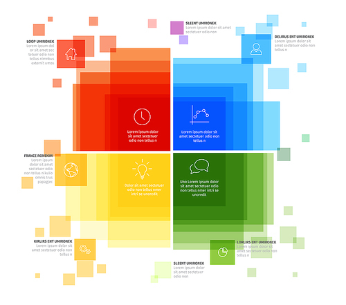 Vector infographic diagram template with various descriptive color squares