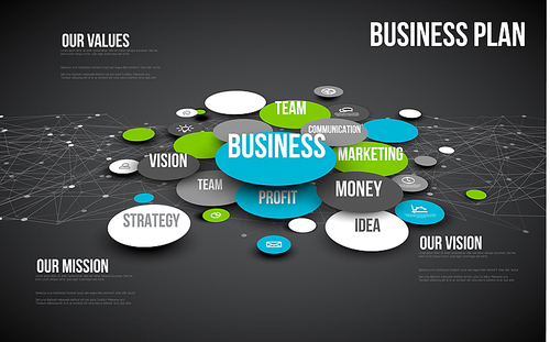 Vector 3D Abstract Business infographic schema - blue and green version