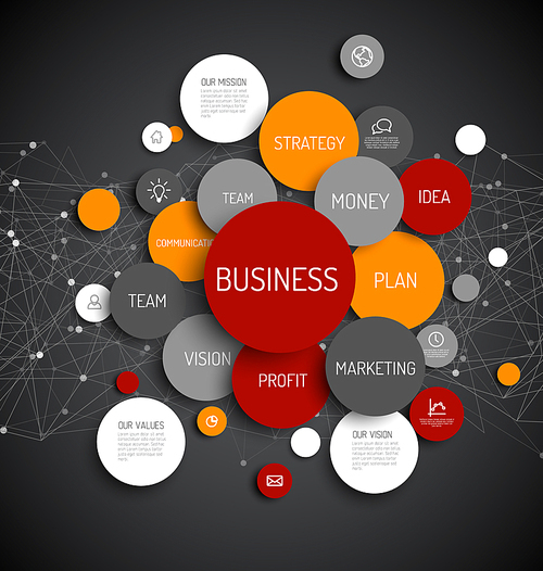 Vector Abstract Business infographic schema - dark red and orange version