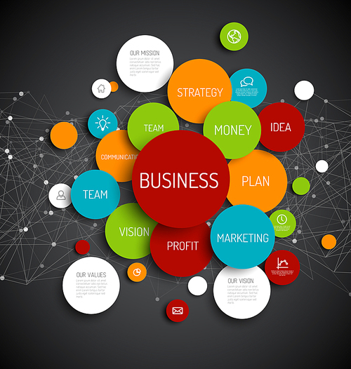 Vector Abstract Business infographic schema - dark version