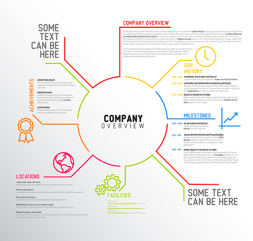 Vector Company infographic overview design template with thin line icons