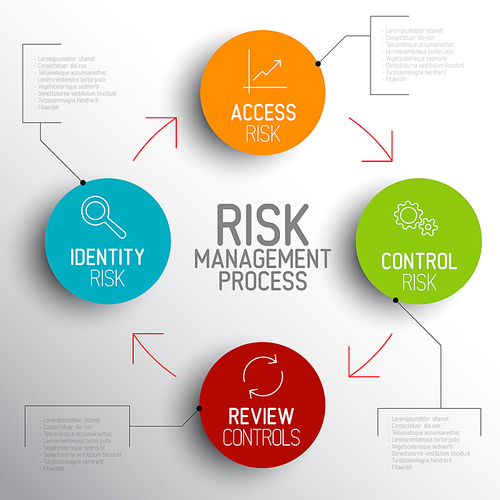 Vector light Risk management process diagram schema with description