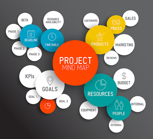 Vector Project management mindmap scheme concept diagram