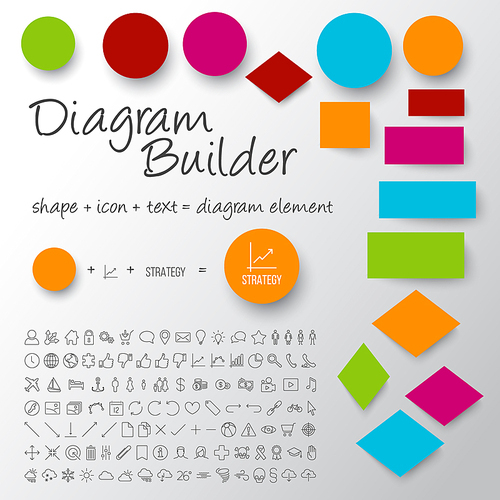 Vector schema diagram builder set - diy any diagram you need (light version with white background)