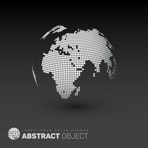 World map globe template made from dots for your infographics reports - dark version