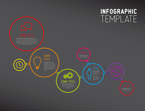 Vector dark Infographic report template made from lines, circles and icons
