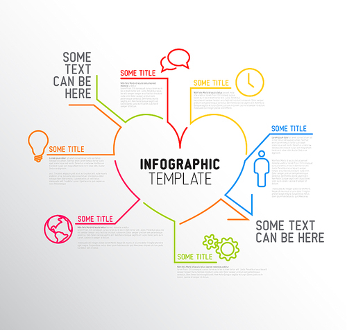 Vector heart / love Infographic report template made from lines and icons