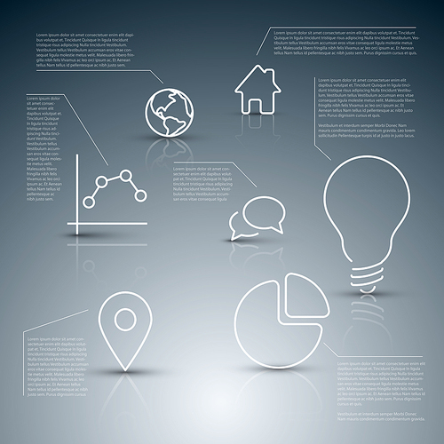 Vector diagram with various descriptive icons - infographic template