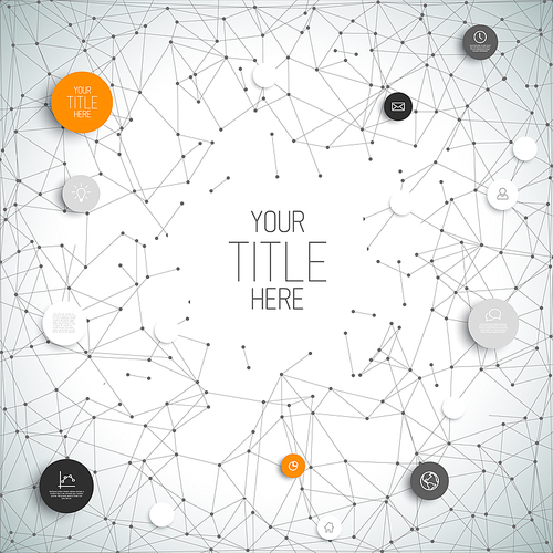 Vector abstract circles illustration / infographic network template with orange circles