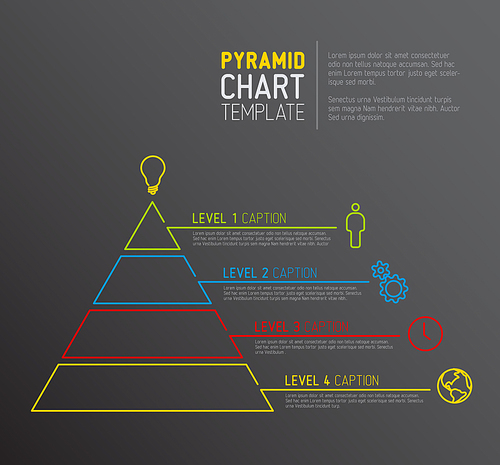 Vector Infographic Pyramid chart diagram template - dark version