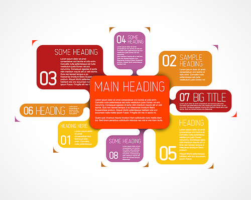 Vector diagram template with fresh colors and colorful descriptive bubbles