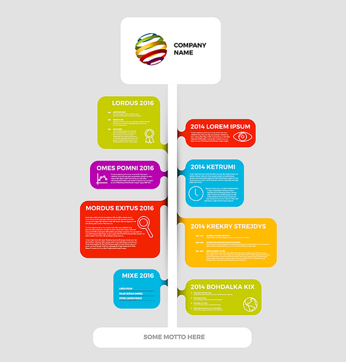 Vector Infographic timeline report template made from colorful bubbles