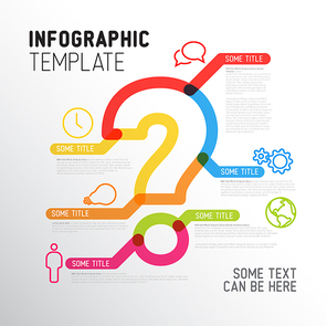 Vector Question Mark Infographic report template made from thick marker lines with icons