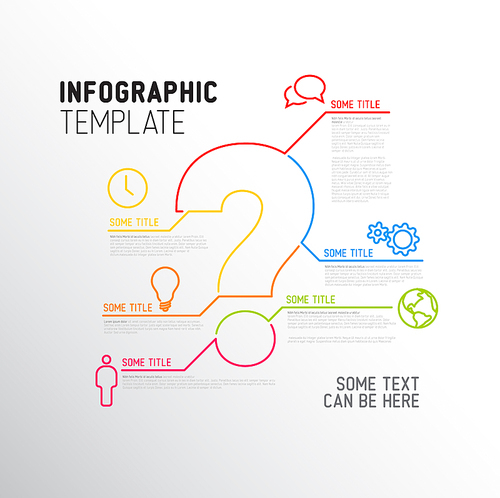 Vector Question Mark Infographic report template made from lines and icons