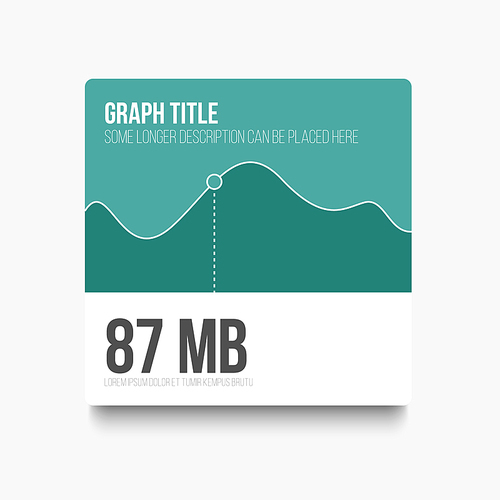 Vector flat user interface (UI) infographic template with simple minimalistic graph