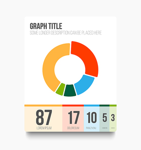 Vector flat user interface (UI) infographic template with pie chart graph