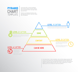 Vector Infographic Pyramid chart diagram template with icons, made by thin line