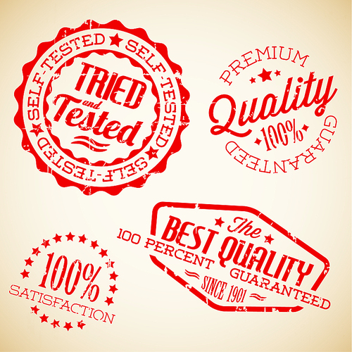 Vector retro red vintage stamps for quality