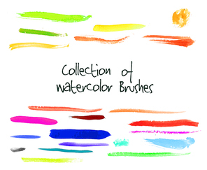 Vector collection of isolated watercolor brushes on white 