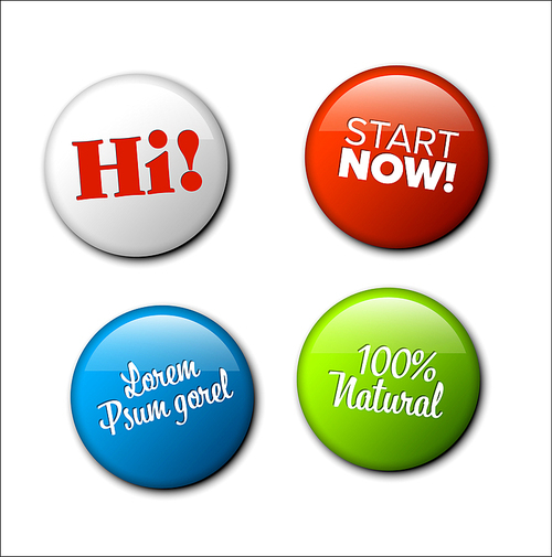 Vector badge template illustration - four colors with sample texts