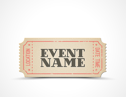 Vector ticket template for your event - brown and red