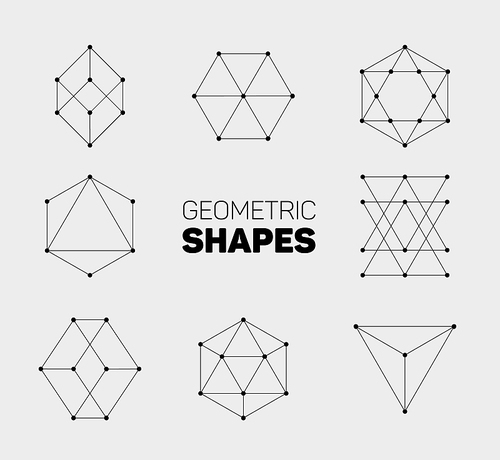 Vector abstract regular geometric shapes - black on gray background