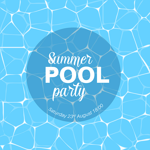 Vector summer pool party template with blue water background