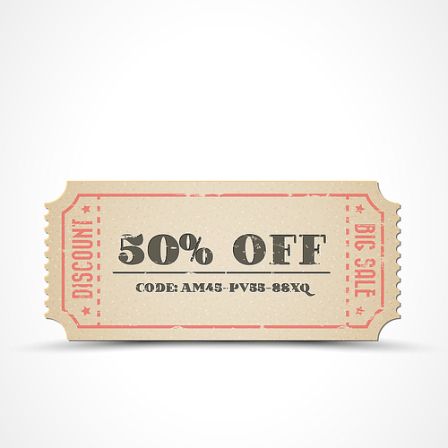 Old Vector vintage paper sale coupon with code