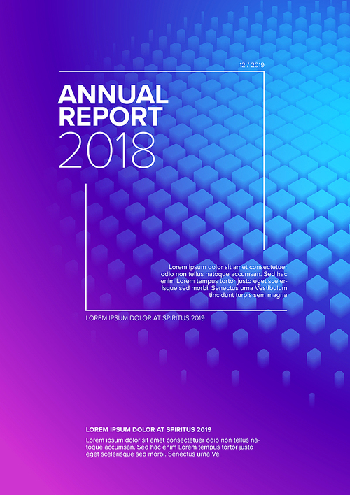 Vector abstract annual report cover template with sample text and abstract pink blue background
