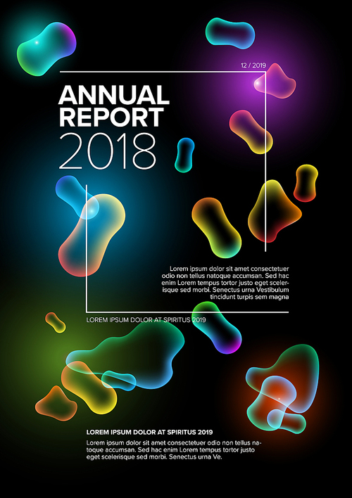 Vector abstract annual report cover template with sample text and abstract futuristic background