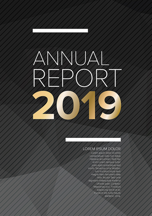 Vector abstract annual report cover template with sample text and luxury dark polygonal background